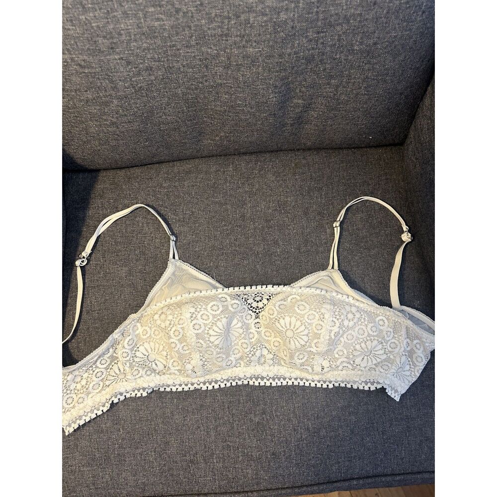 Aerie Real Good White Lace Unlined Bralette - Size 36B - Adjustable Straps